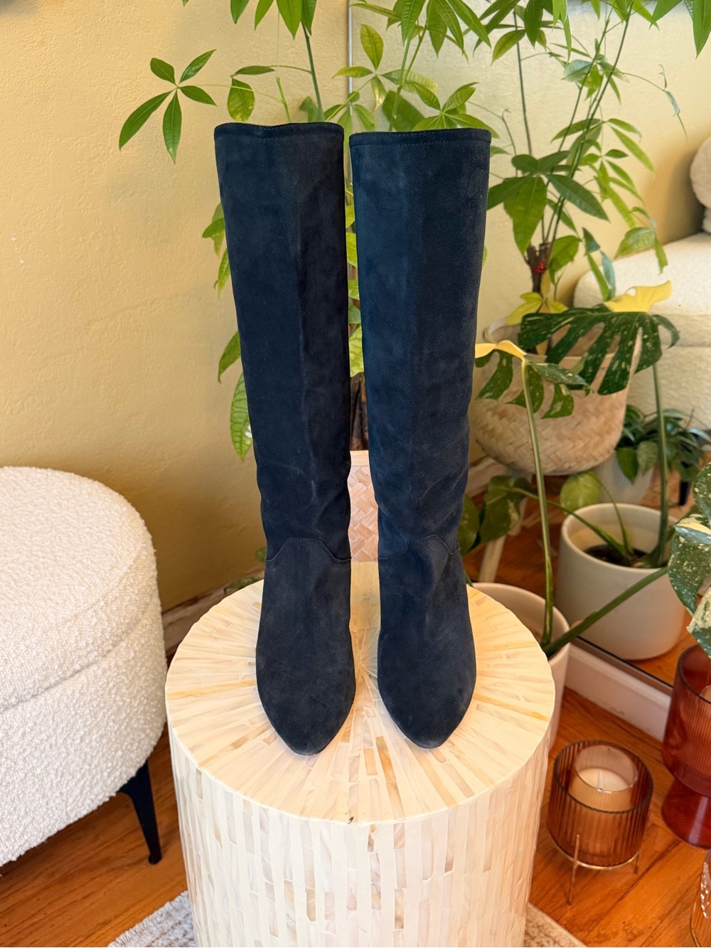** PRE-LOVED ** Isabel Marant Black Suede Knee-High Heeled Boots 38